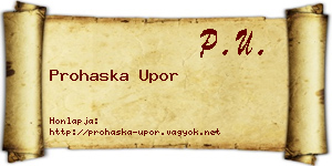 Prohaska Upor névjegykártya